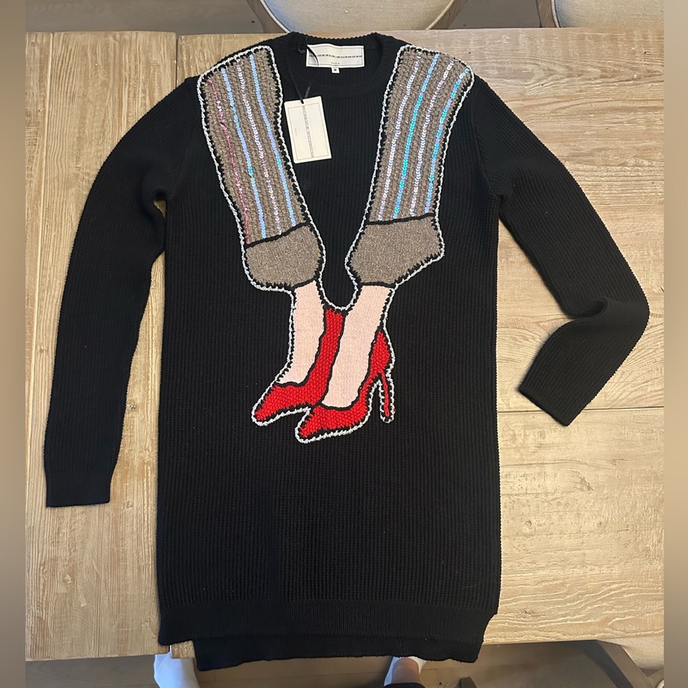 Michaela Beurger Long Sleeve  Knit Dress w embroidery - NWT size M
